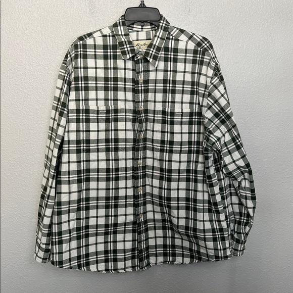 Eddie Bauer Plaid Casual Button Down Shirt Green/White Size Large - Picture 2 of 5